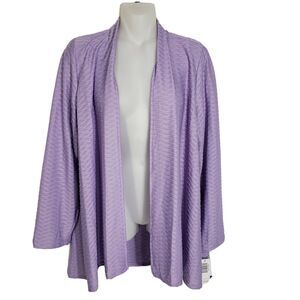 Bon Worth Womens Cardigan Sweater Sz XS Lavender Textured Open Front Long Sleeve